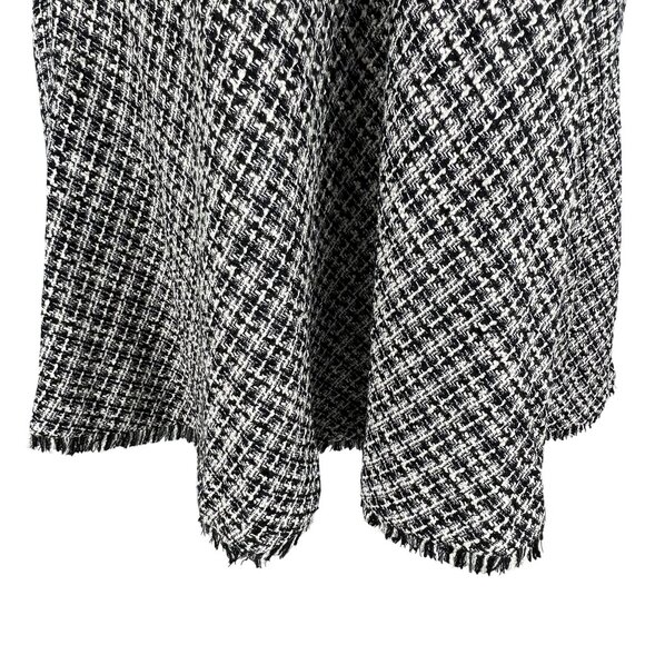 Talbots Womens 6 Tweed Black White Dress Raw Hem Houndstooth Old Money Office - Picture 4 of 16